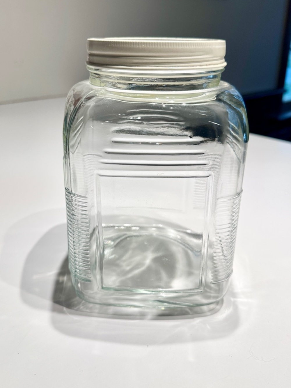 Vintage Anchor Hocking “Hoosier” Clear Glass Storage Jar with Original Lid
